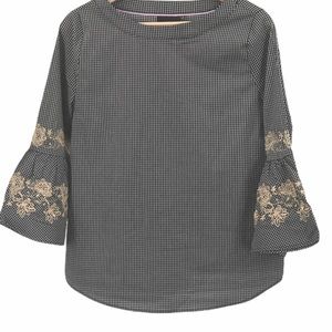 Nanette Lepore Sz S Black Gingham Embroidered To